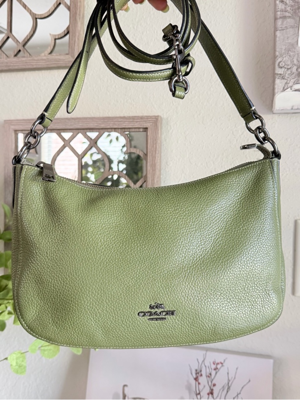 Coach Kailey Shoulder Bag in Olive green with gunmetal accents